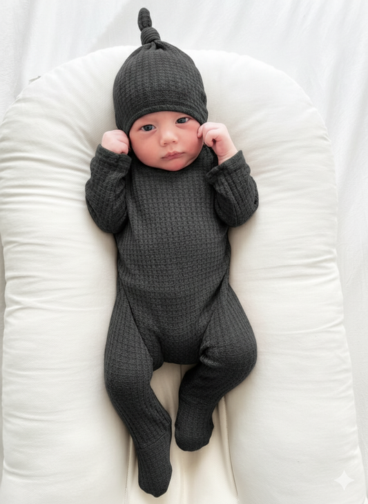 Charcoal Back Flap Footie