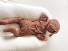 Load image into Gallery viewer, Soft waffle knit baby footie with back flap, comfortable and practical newborn pajama bodysuit