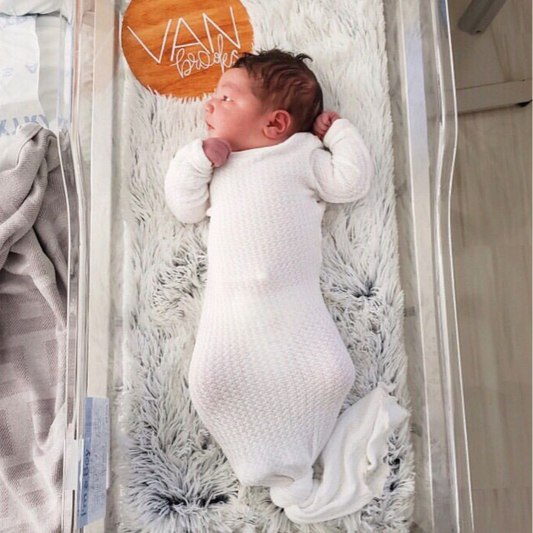 white waffle newborn hospital gown