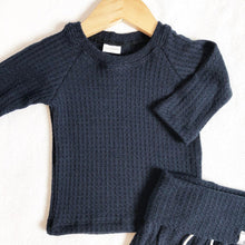 Load image into Gallery viewer, navy waffle newborn baby clothes