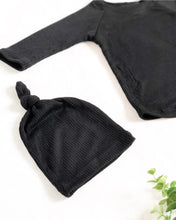 Load image into Gallery viewer, black ribbed baby boy clothes