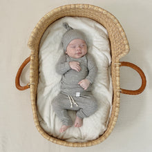 Load image into Gallery viewer, Gray newborn boy coming home outfit, gender neutral baby clothes, baby boy clothes, preemie baby clothes, waffle baby clothes, boho baby.