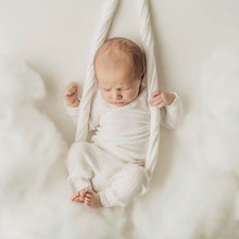 Load image into Gallery viewer, Classic white waffle baby outfit for newborns, soft gender neutral knit romper, baby take-home outfit