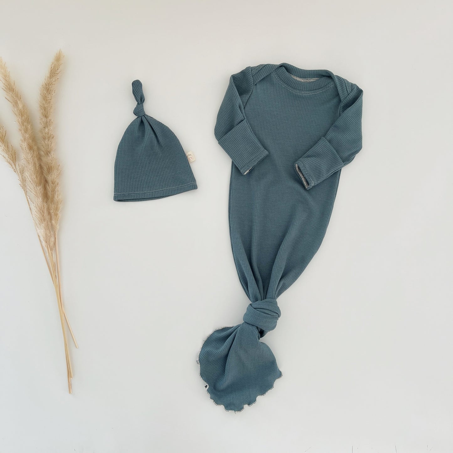 teal baby boy knot gown