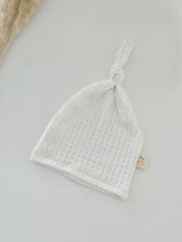 Load image into Gallery viewer, white waffle top knot hat