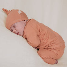 Load image into Gallery viewer, Peach color baby girl outfit with footies, soft and breathable baby girl clothes.