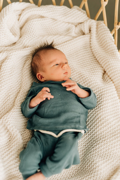 Teal Thermal Knit Baby Outfit