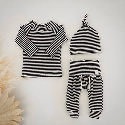 modern black and white stripe baby boy clothes