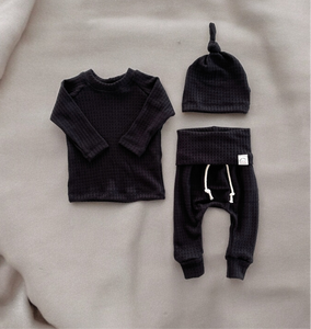 Black waffle baby boy outfit