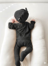 Load image into Gallery viewer, Charcoal Back Flap Footie
