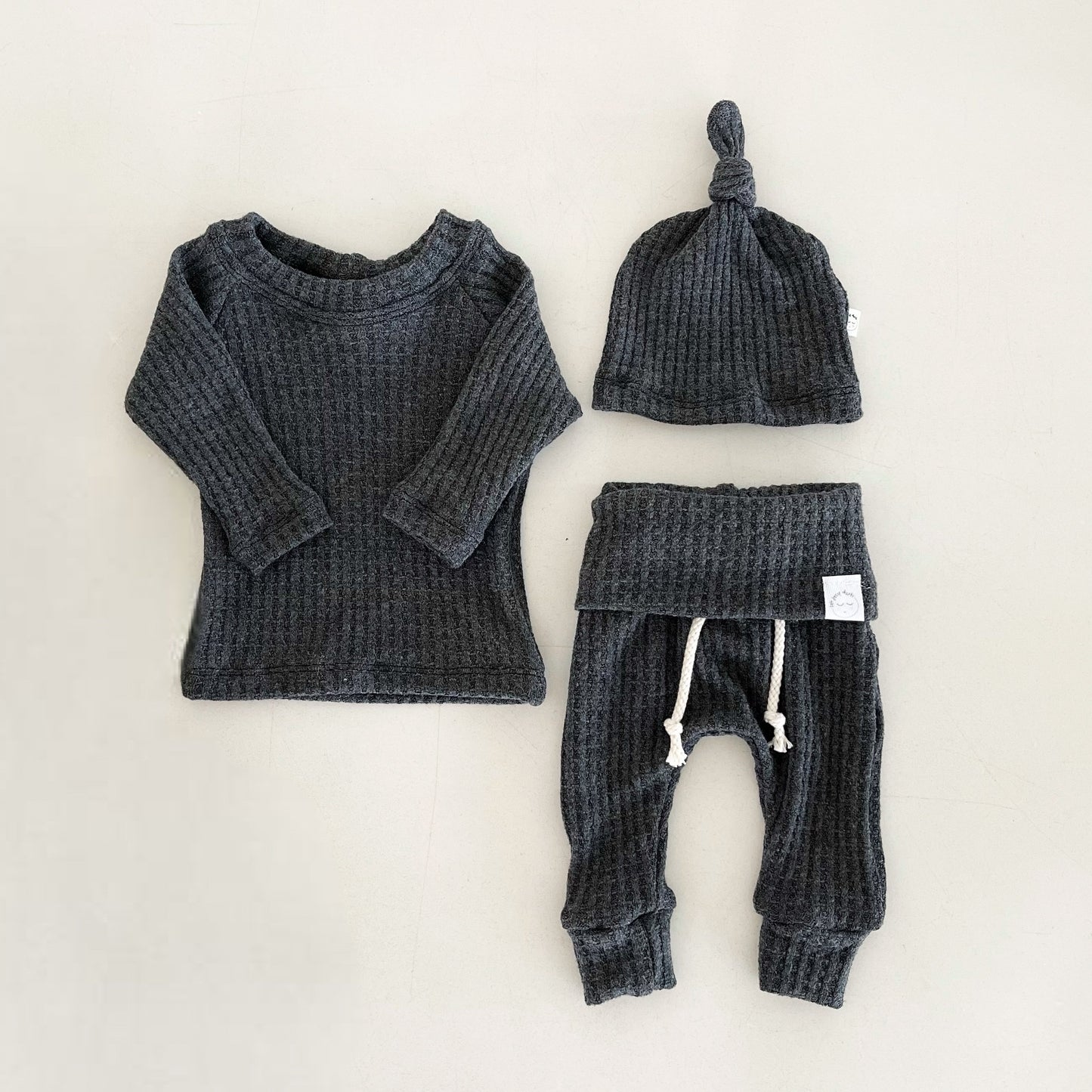 Charcoal gray neutral newborn coming home outfit