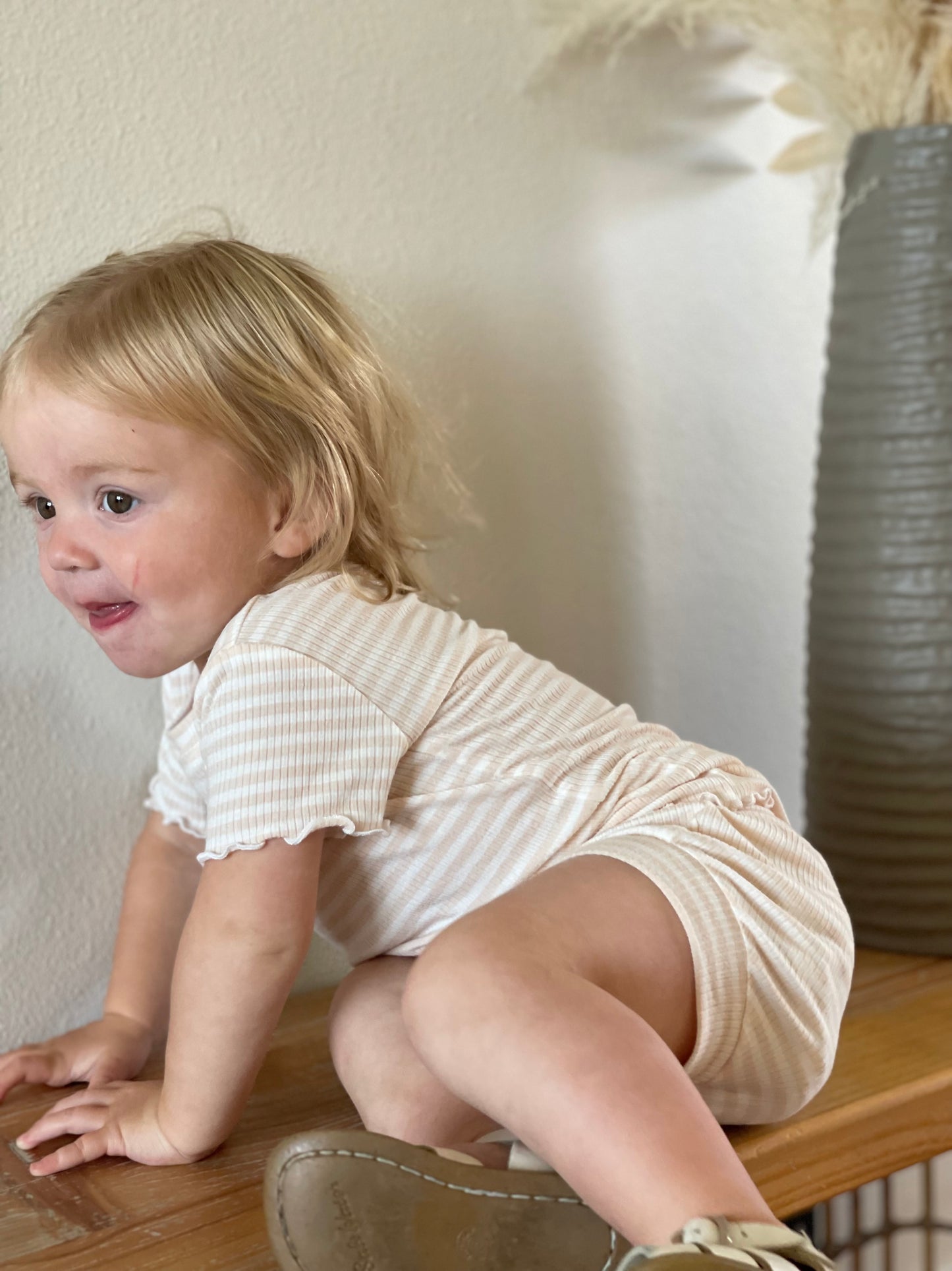 Pink + White Shortie Set