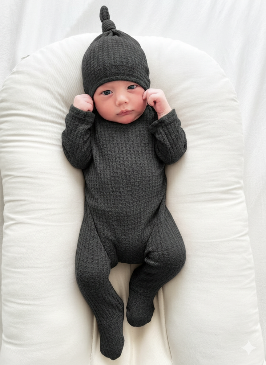 Charcoal Back Flap Footie