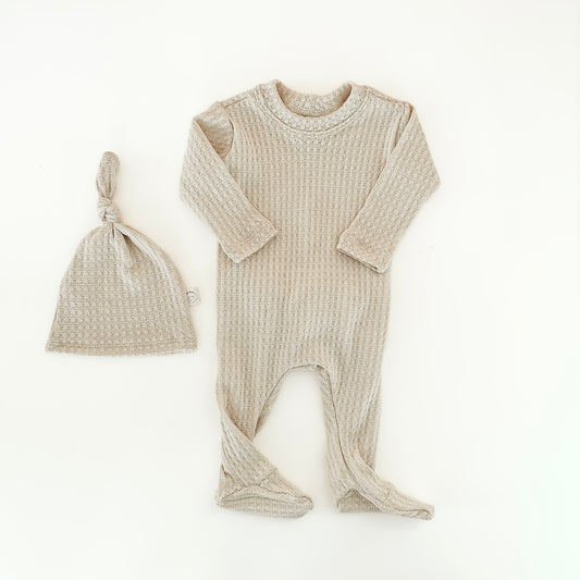 Oatmeal Back Flap Footie