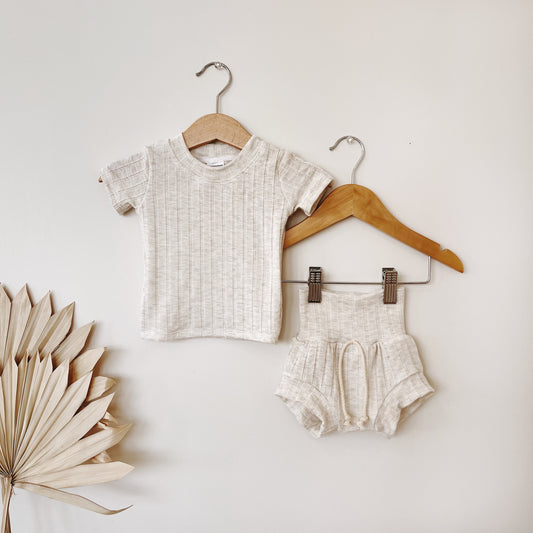 Oatmeal Rib Shortie Set