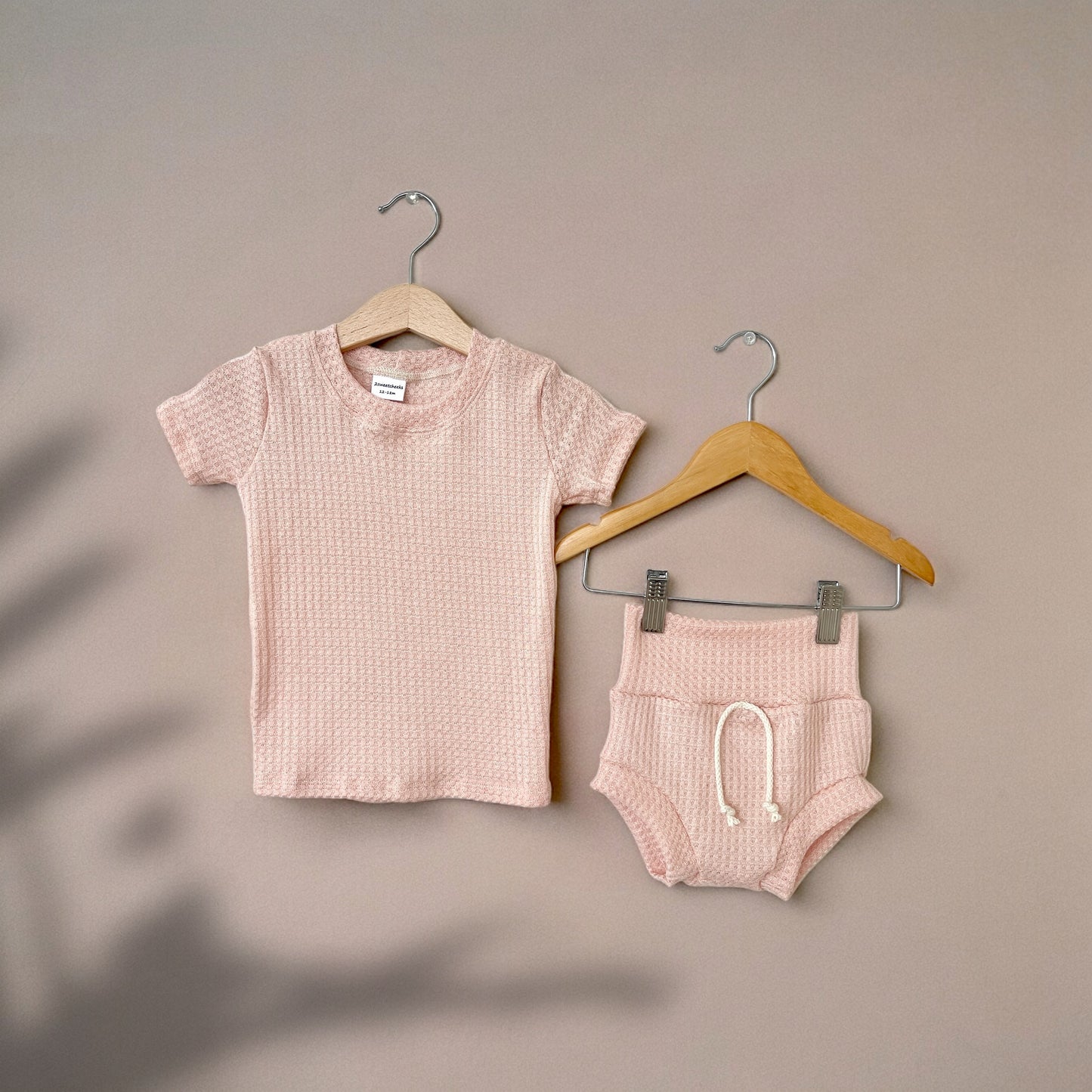 Pink Waffle Shortie Set