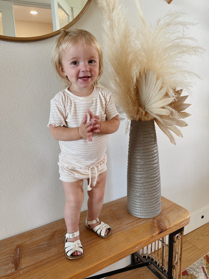 Pink + White Shortie Set