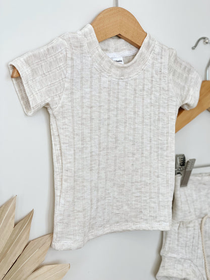 Oatmeal Rib Shortie Set