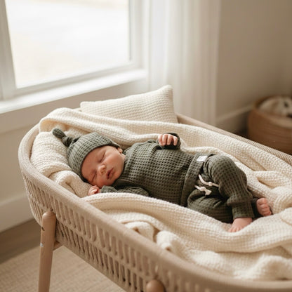 Earth tone green baby boy layette set