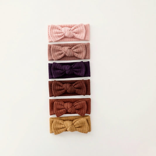 baby girl waffle knit headbands with a bow
