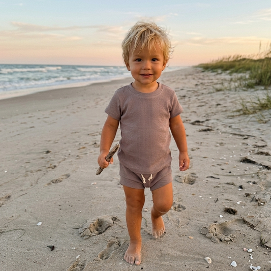 Stone Waffle Shortie Set