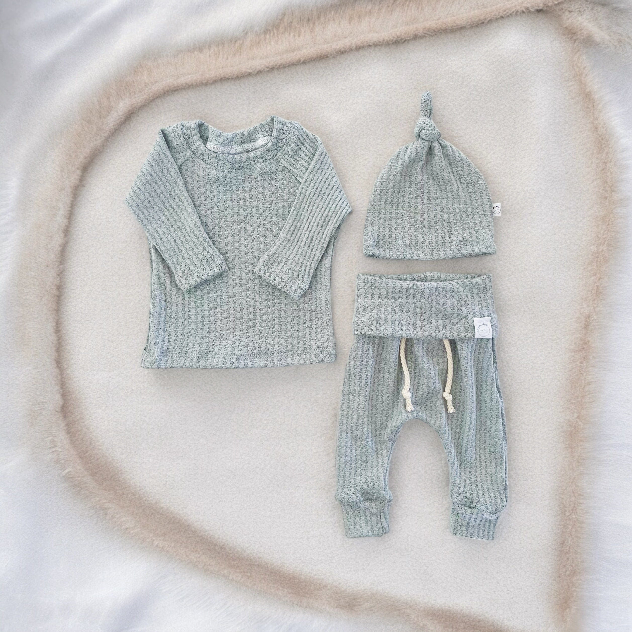 Mint Blue Waffle Baby Set | Preemie–Toddler Outfit – Two Sweet Cheeks