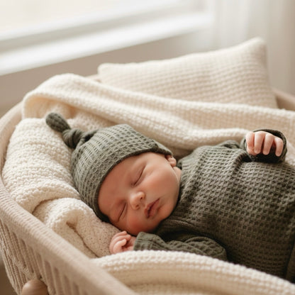 Green newborn hospital outfit for boys