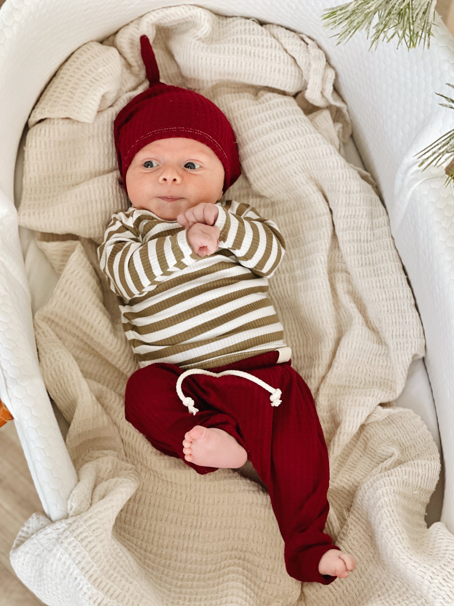 Olive + White Rib Set