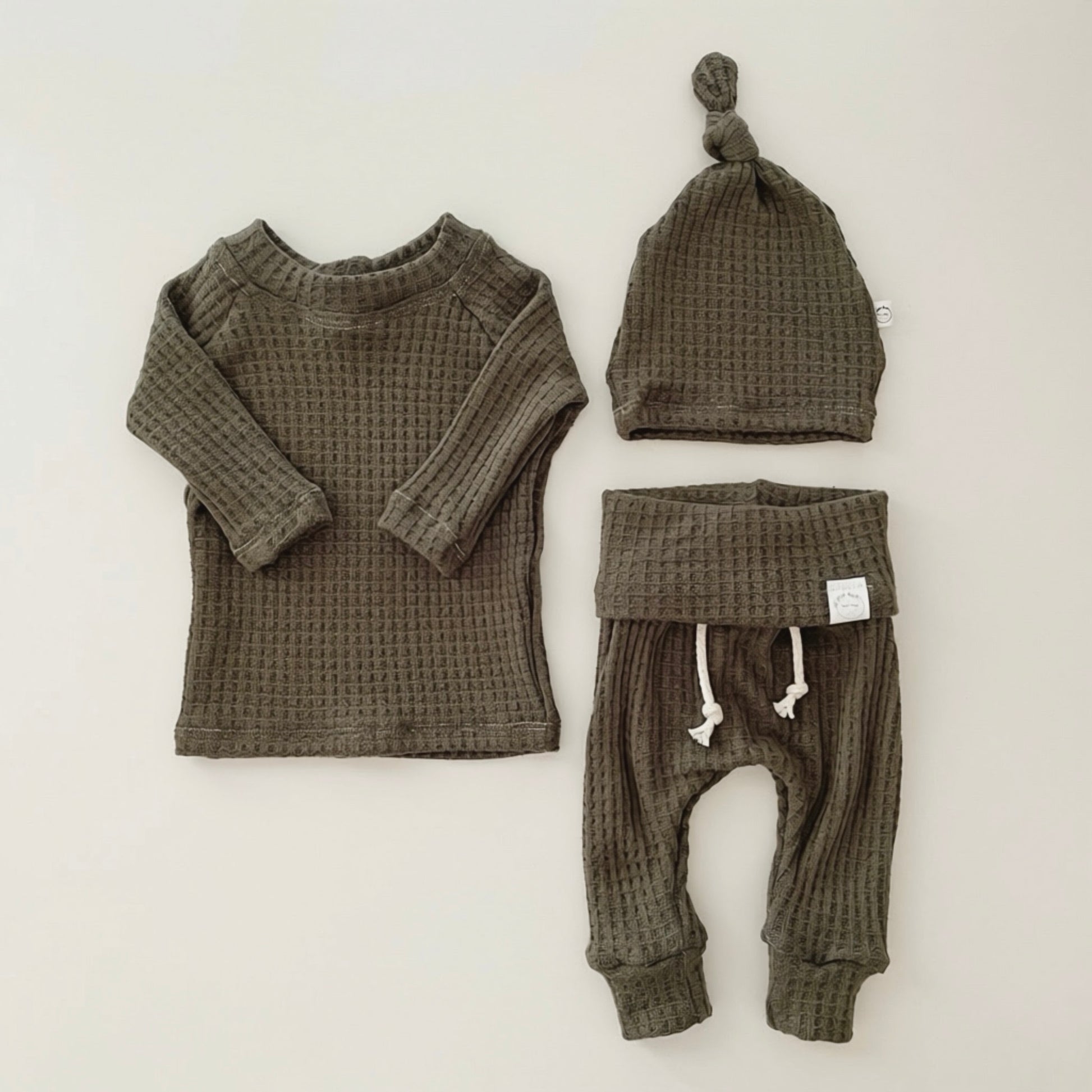green waffle knit baby boy coming home outfit