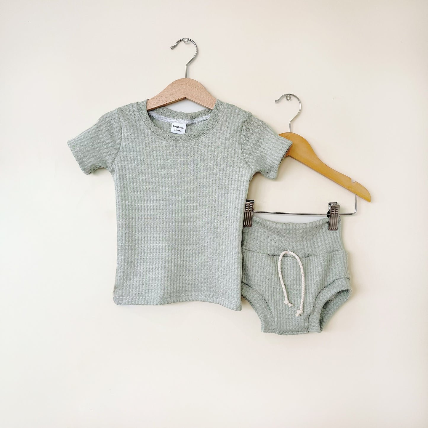 Mint Waffle Shortie Set