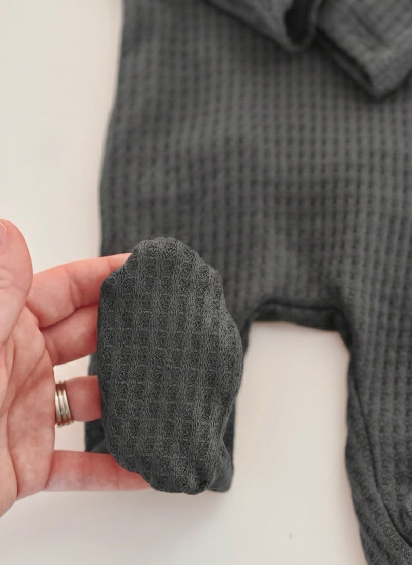 Charcoal Back Flap Footie