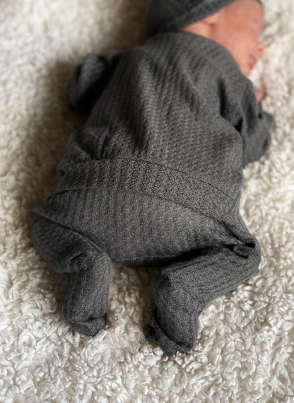 Charcoal Back Flap Footie