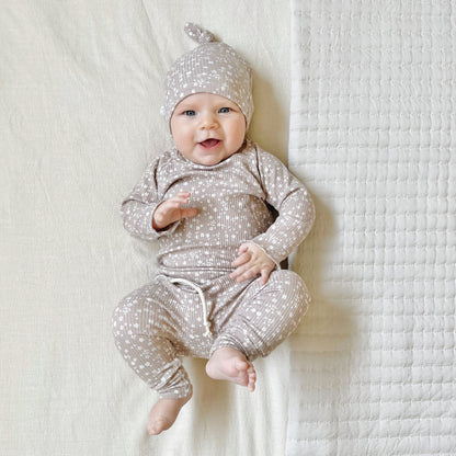 Ditsy floral baby girl rib knit outfit