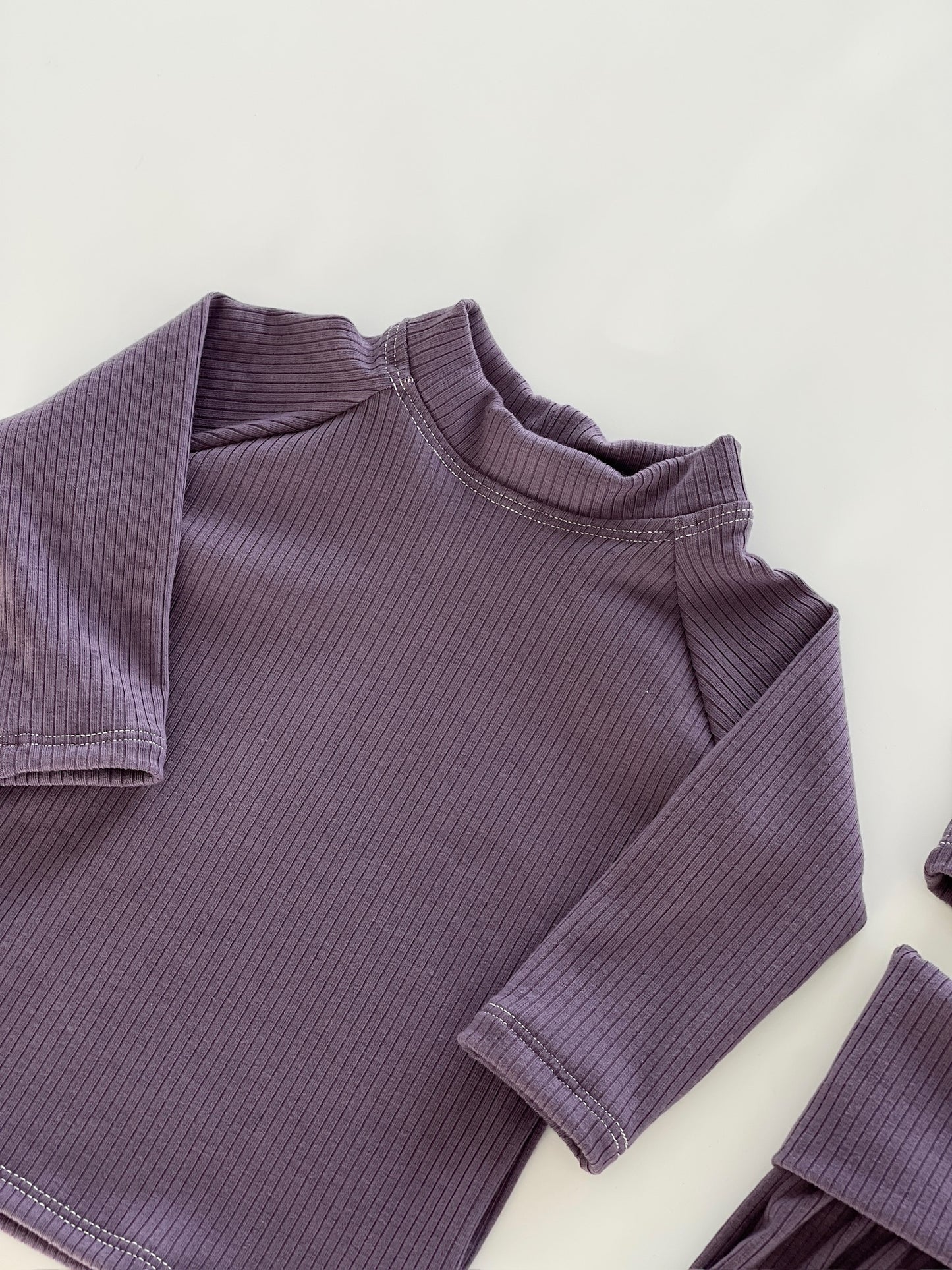 Rib knit purple long sleeve shirt for newborn girls