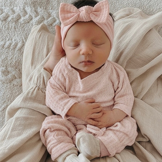 newborn baby girl waffle knit coming home outfit