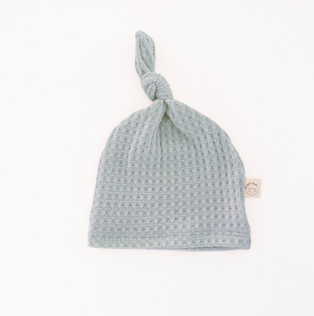 mint blue waffle knit hat for newborns