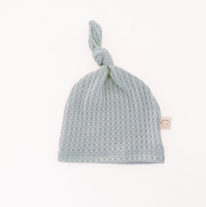 mint blue waffle knit hat for newborns