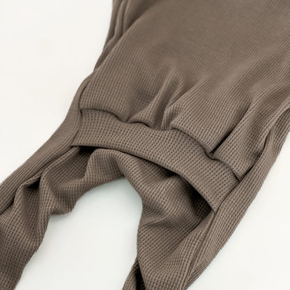 thermal knit back flap romper for baby boy
