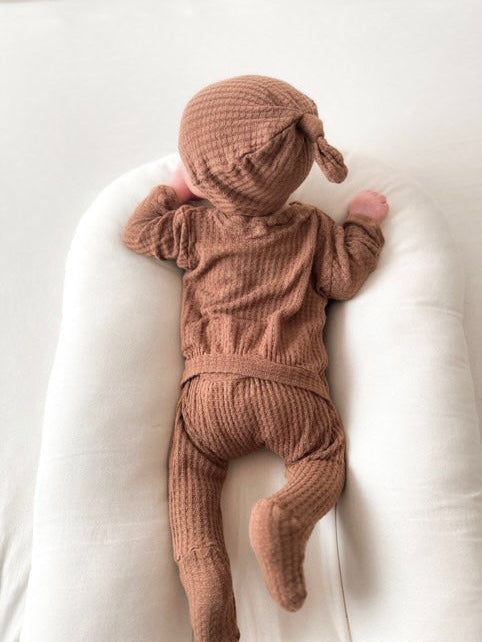 soft waffle knit baby boy footie outfit