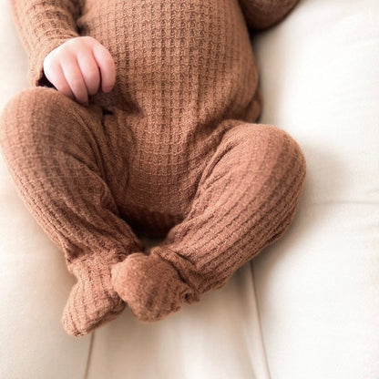 soft waffle knit baby boy footie outfit