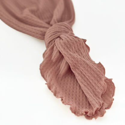 dusty rose waffle knit baby gown