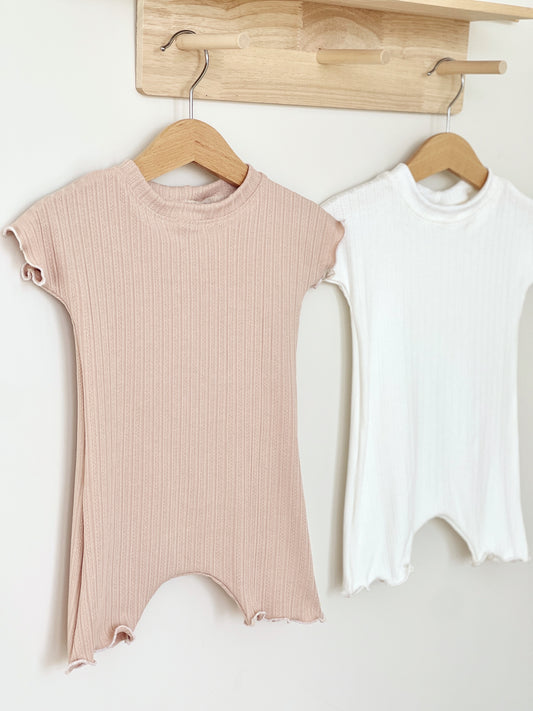 pointelle baby girl summer romper 