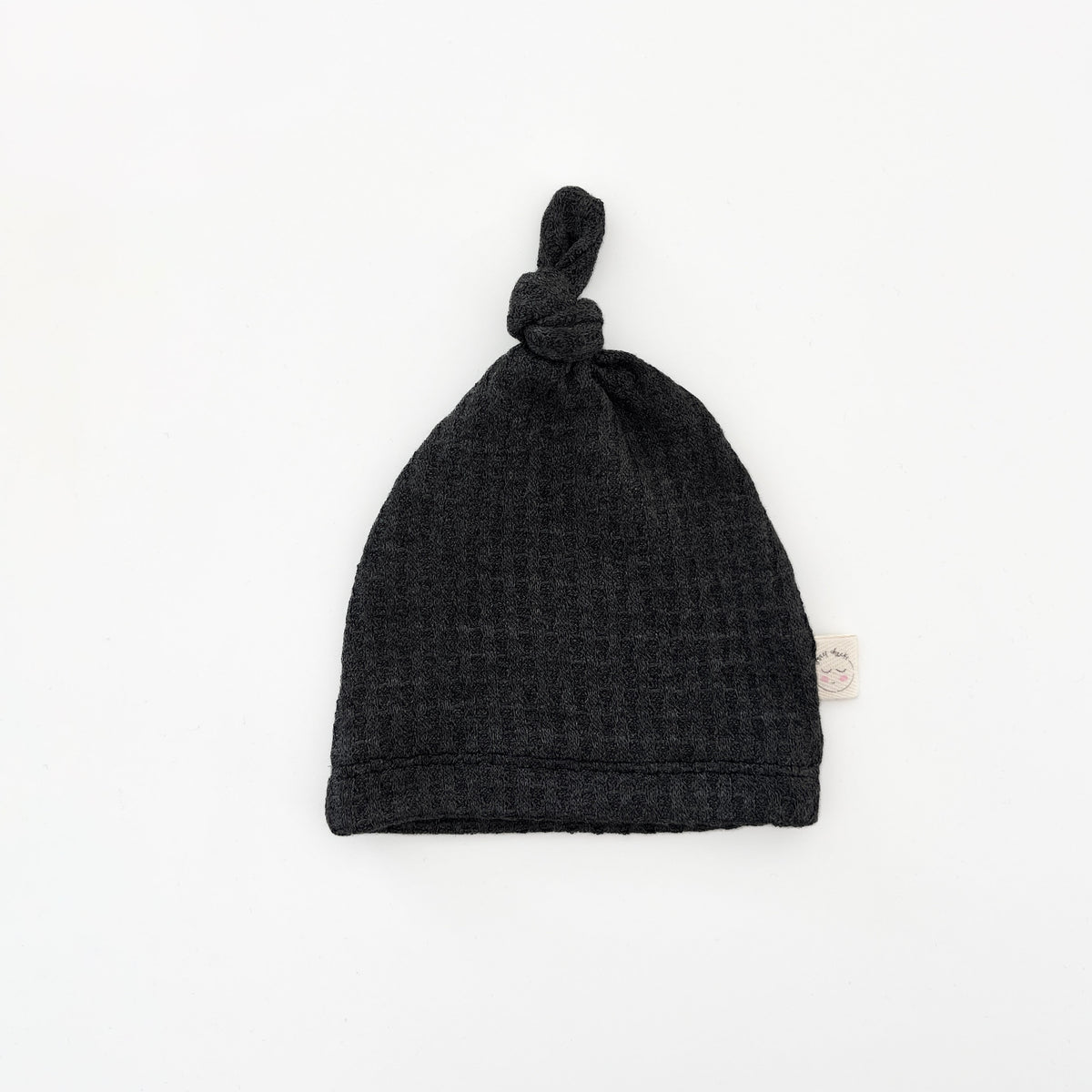 black waffle knit knotted hat