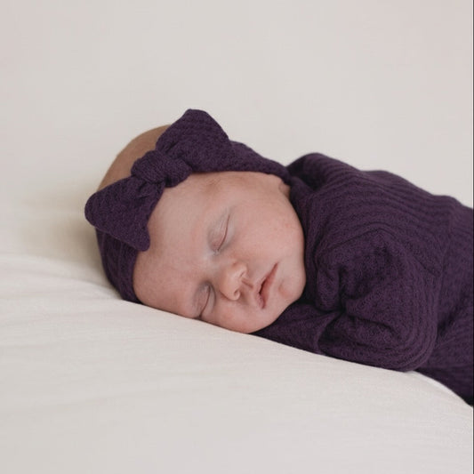 newborn purple headband and gown