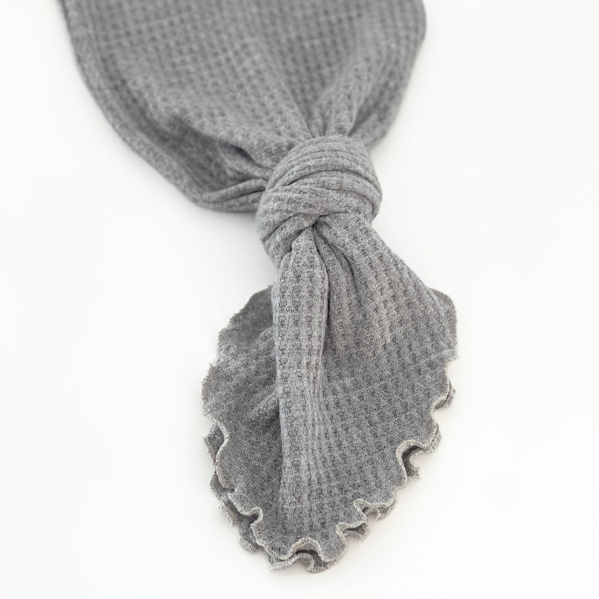 gray waffle knit knotted gown for babies