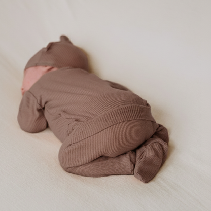 newborn brown thermal footie outfit