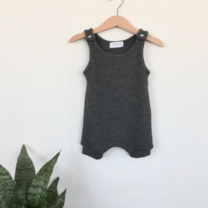 gray summer tank top romper for babies