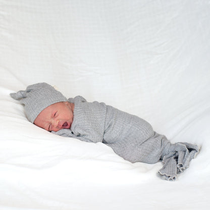 gender neutral gray waffle baby gown