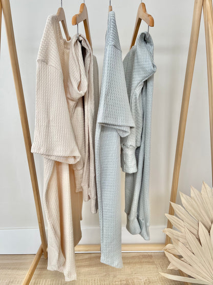 ladies waffle lounge pajamas