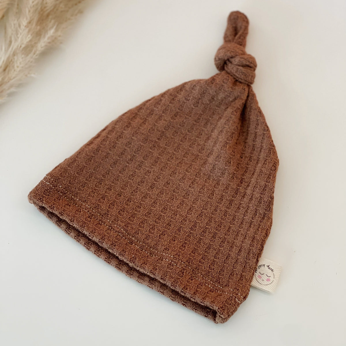brown top knot hat for babies